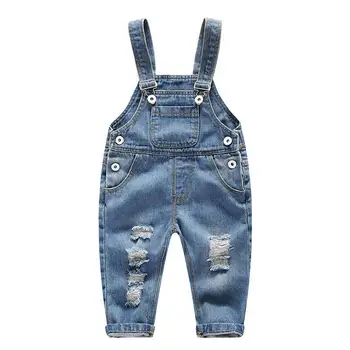 

Kids Jeans Pants Toddler Clothing Children Ripped Hole Denim Bib Pants Trousers For Boys Girls 0-4Years Wear Overalls Dwq317