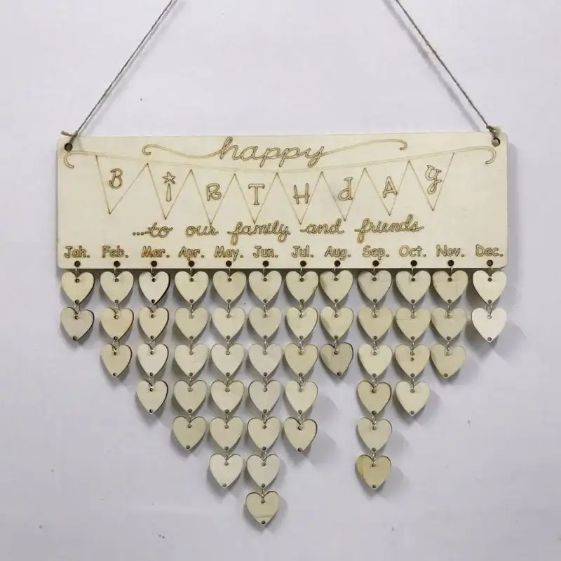 

Wood Birthday Reminder Board Ply plaque Sign Family DIY Calendar Decor