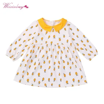 

Spring Baby Girls Dress Summer Autumn Cotton Small Lemon Printed Princess Dress Baby Girls Casual Clothes