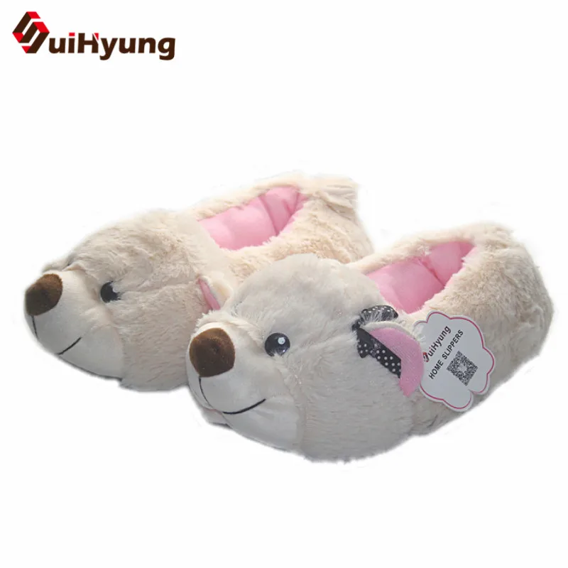 

Suihyung Women Thermal Winter Indoor Cotton Shoes At Home Slippers Cute Puppy Plush Soft Floor Shoes Female Male Warm Slippers