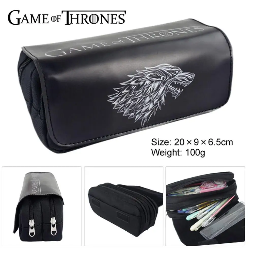

Game of Thrones PU Pencil Case Student Props Zipper Cartoon Pen Box GoT fans Winter is coming Pencil Case Bag
