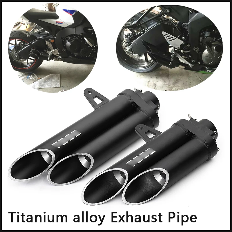 

Universal Motorcycle Exhaust Tip Pipe 51mm Aluminium Alloy Motorbike Modified Escape Exhaust Tail Pipe No Muffler Double Holes