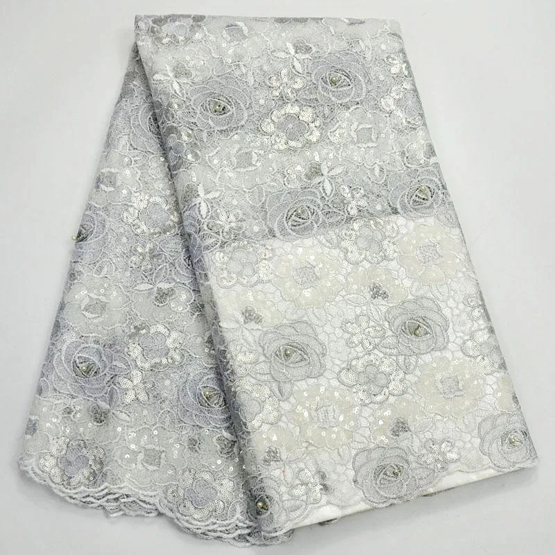 

2018 African Organza Lace Fabric 5 Yards/Lot With Sequins, Nigerian Fashion African Lace Fabric With High Quality For Wedding