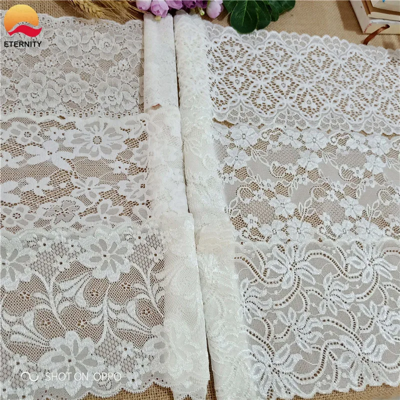 

12.5-16cm E2266White elastic lace for trimming sewing/garment/dress decoration