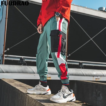 

FUODRAO Joggers Pants Men Ribbon Pockets Harem Pants Men Hip Hop Streetwear Casual Men Sweatpants Men Trousers K229