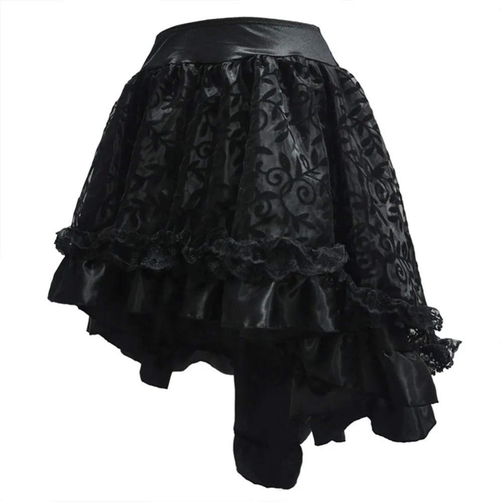 Women Gothic Steampunk Sexy Lace Fluffy Midi Trumpet Skirt Slim Long Mermaid Skirt Plus Size S-5XL-1