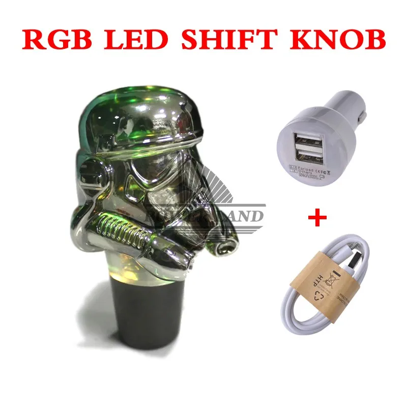 New RGB LED Colorful Chrome Car Gear Shift Knob Manual Transmission Stick Gear Lever Knob Star