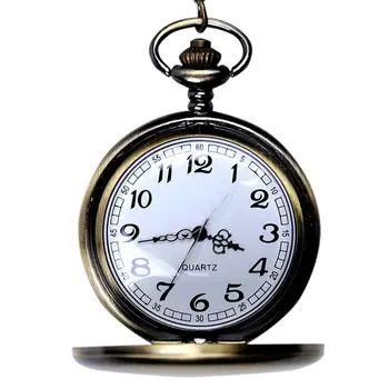 

LinTimes Luxury Women Men Pocket Watch Vintage Bronze Chain Pendant Necklace Pocket Watch Quartz Fob Watch