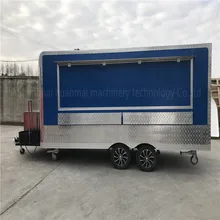 4.8 M Catering Blue Food Trucks Concession Food Trailers Catering Street Food Carts Corner filleted Design