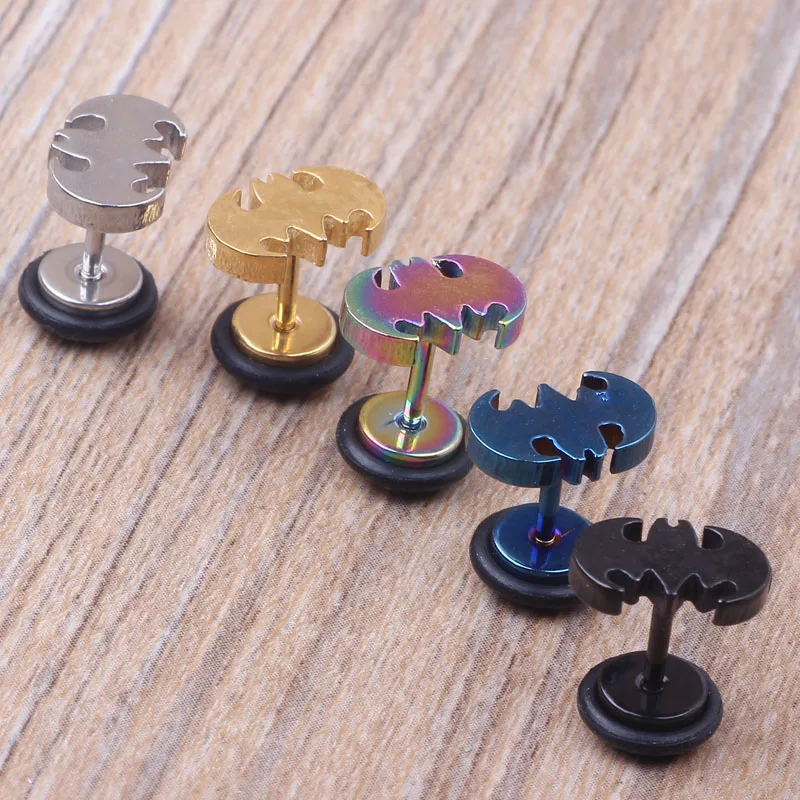 body jewelry 30pcs/lot mix 5 color stainless steel bat fake earring stud tragus helix ear ring piercing  16G