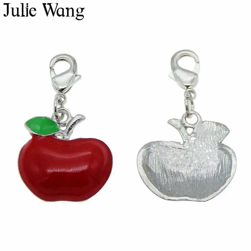 Julie Wang 4 шт. эмалированная пчела яблоко кактус брелок вишня из сплава