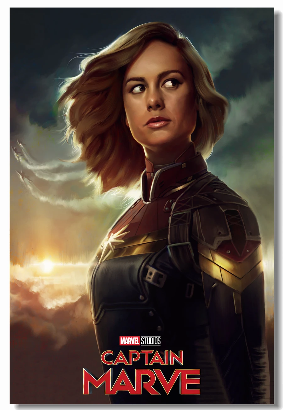 Custom Canvas Wall Decals Captain Marvel Poster Captain Marvel