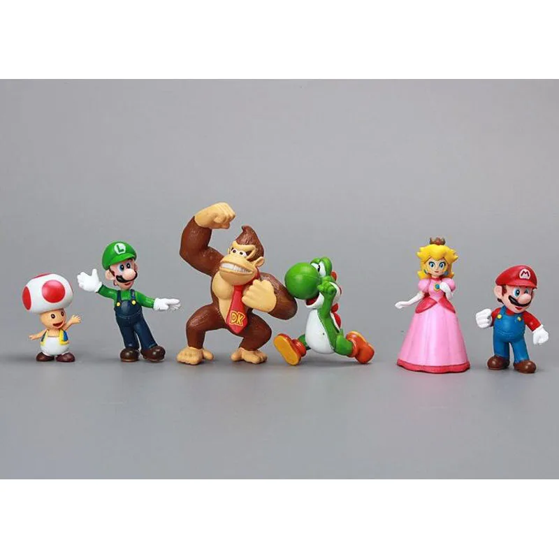 18 шт./лот, фигурки Супер Марио из ПВХ, игрушки Yoshi Peach Princess Luigi Shy Guy Odyssey Donkey Kong, Мультяшные куклы