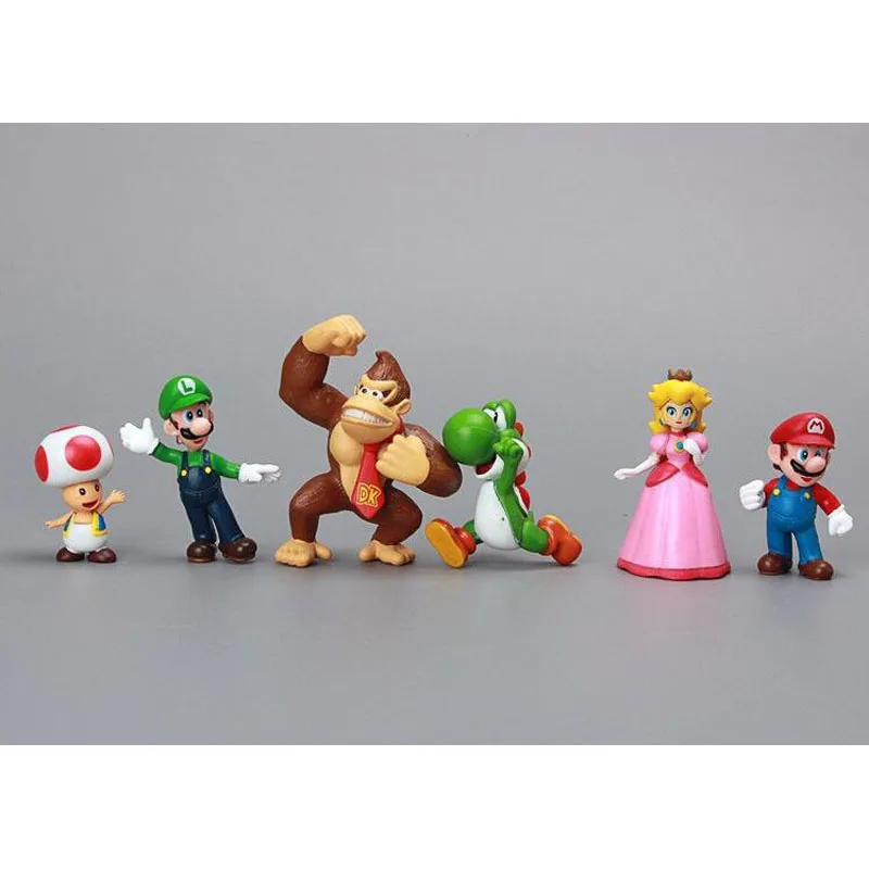 18pcs/lot Super Mario Bros PVC Action Figures Toys Yoshi Peach Princess Luigi Shy Guy Odyssey Donkey Kong Model Cartoon Dolls