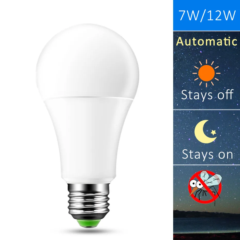 

110V 220V E27 B22 LED Sensor Light Lamp Automatic Dusk to Dawn Sensor Bulb 7W 12W LED Night Lighting for Home Porch Hallway