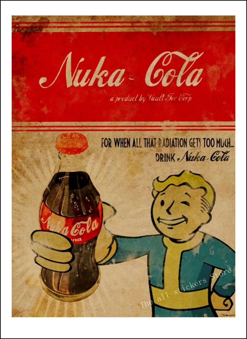 Игровой плакат Fallout 3 4 украшение для дома игровой из крафт бумаги наклейки на