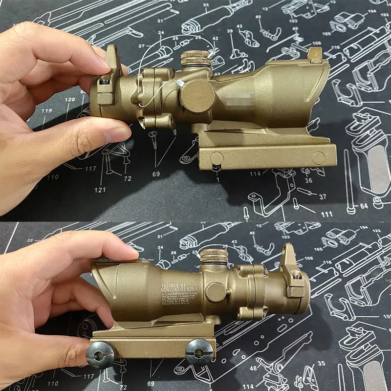 

Tactical Front Rear Sights Trijicon Acog style 4x32 Rifle Scope with 20mm picatinny rail mount