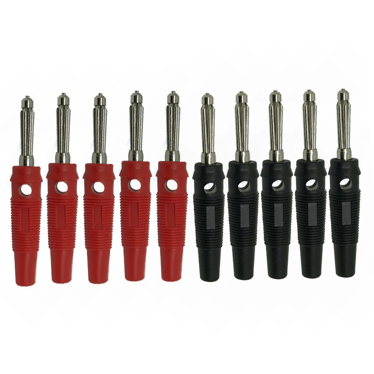 10pcs Electrical Red Black 4mm Banana Connector Mayitr Copper Male Solderless Screw Stackable Banana Plugs Connectors