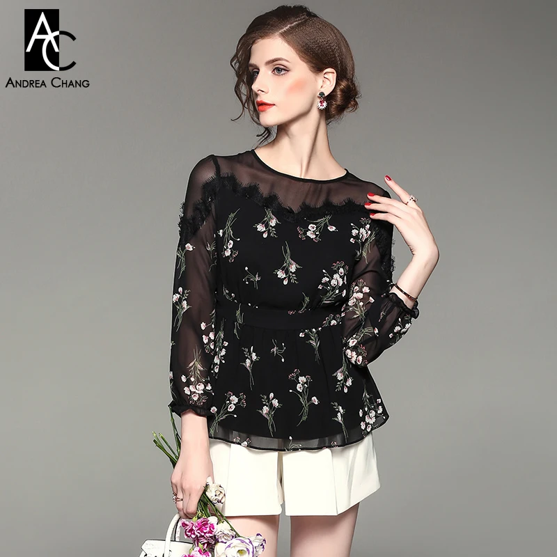 spring autumn woman shirt blouse green leaf pink white