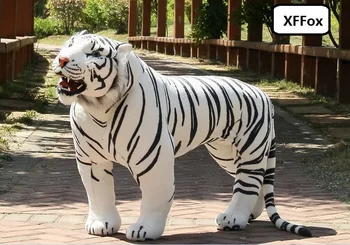 

huge plush tiger toy simulation standing white tiger doll birthday gift about 110x70cm xf0721