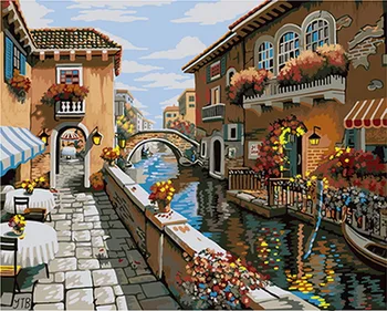 

Frameless painting by numbers paint by number for home decor PBN for living room 4050 Venice town