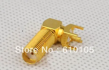 

50pcs/lot Right Angle Long SMA female bulkhead PCB mount RF Coaxial Connector Adapter 23mm