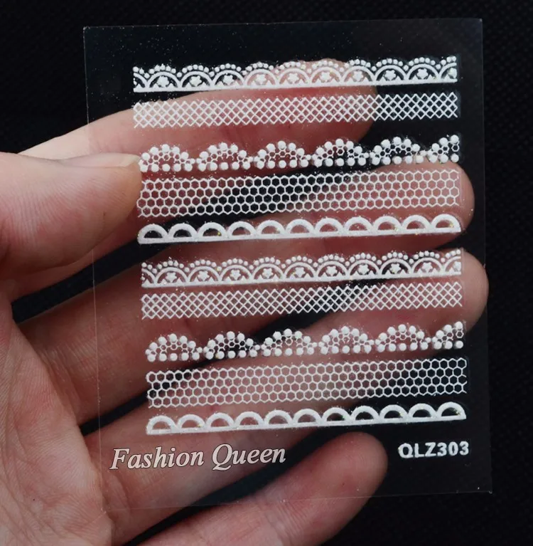 Горячий 30 листов белый кружевной стикеры 3D на ногти Nail Art Клей украшение для ногтей аксессуары IDY набор для декора ногтей