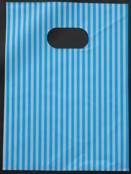 

100pcs/set 30*40cm stripes design Plastic Recyclable Useful Packaging Bags Shopping Hand Bag Protable Boutique Gift Carrier