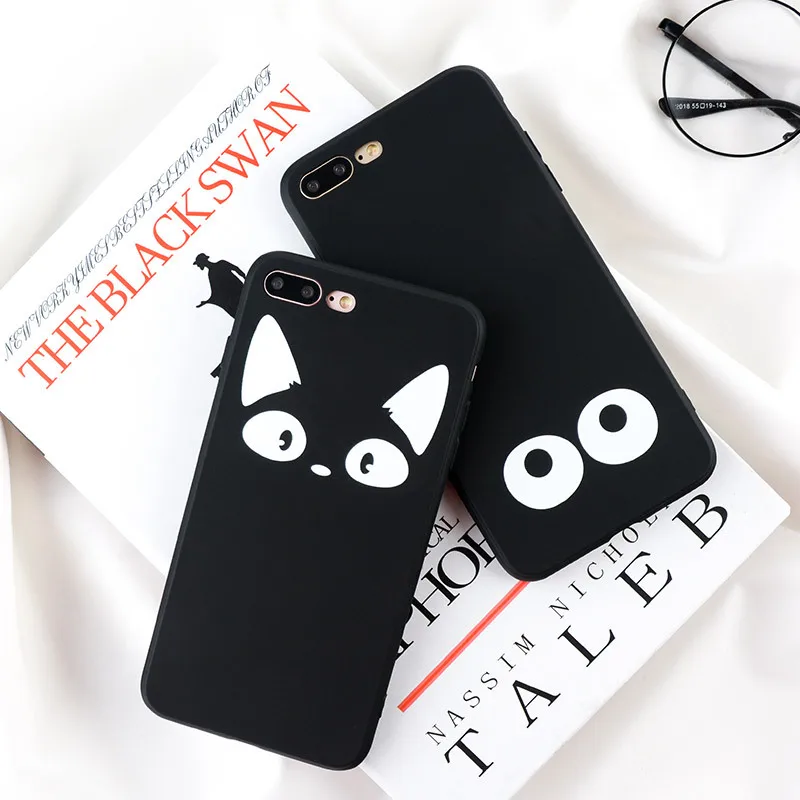 

Creative black cat anime phone case For iphone cover XS Max XR X Kawaii silicone case For coque iphone 8 plus 7 6s 6 plus Fundas