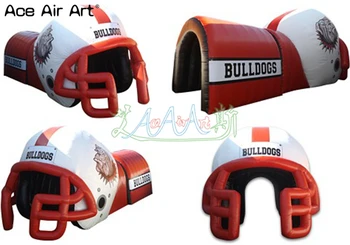 

Red color inflatable football helmet tent,huge soccer helmet tennis entrance tunnel canopy garage tent with artwork on discount