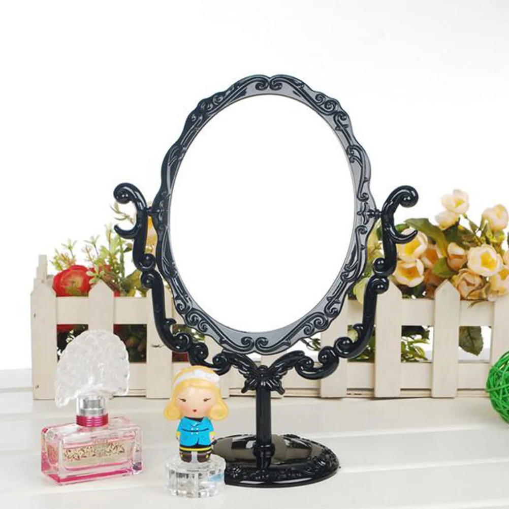 ETEREAUTY Rotatable Makeup Mirror Gothic Rose Compact Mirror Black