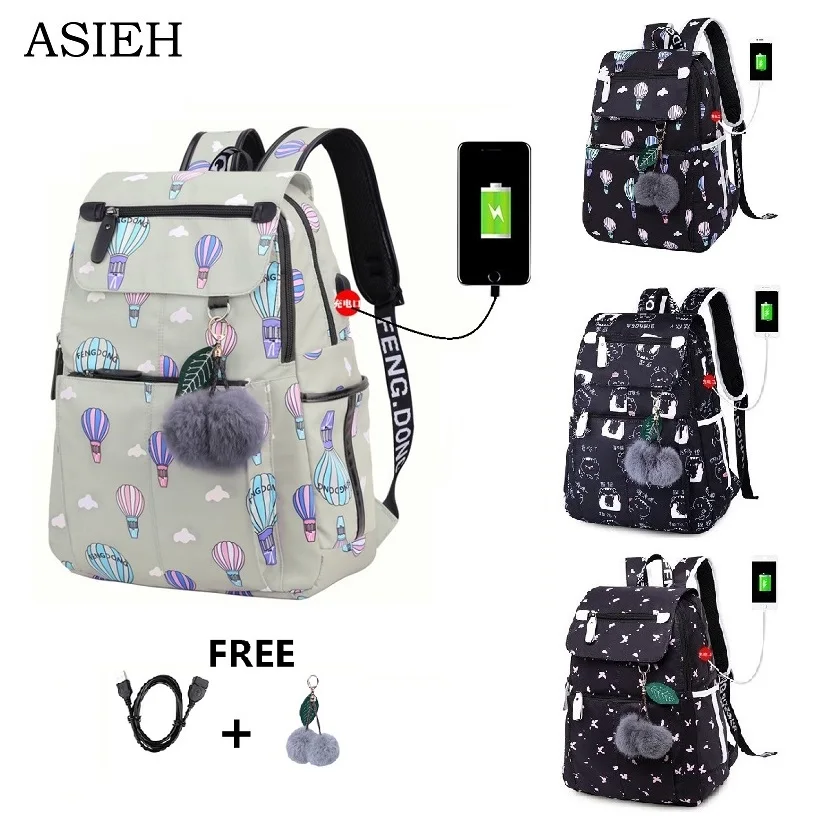 Teenage Backpacks female fashion school usb school bags for girls backpack pack for women laptop backpack cartoon backpack women