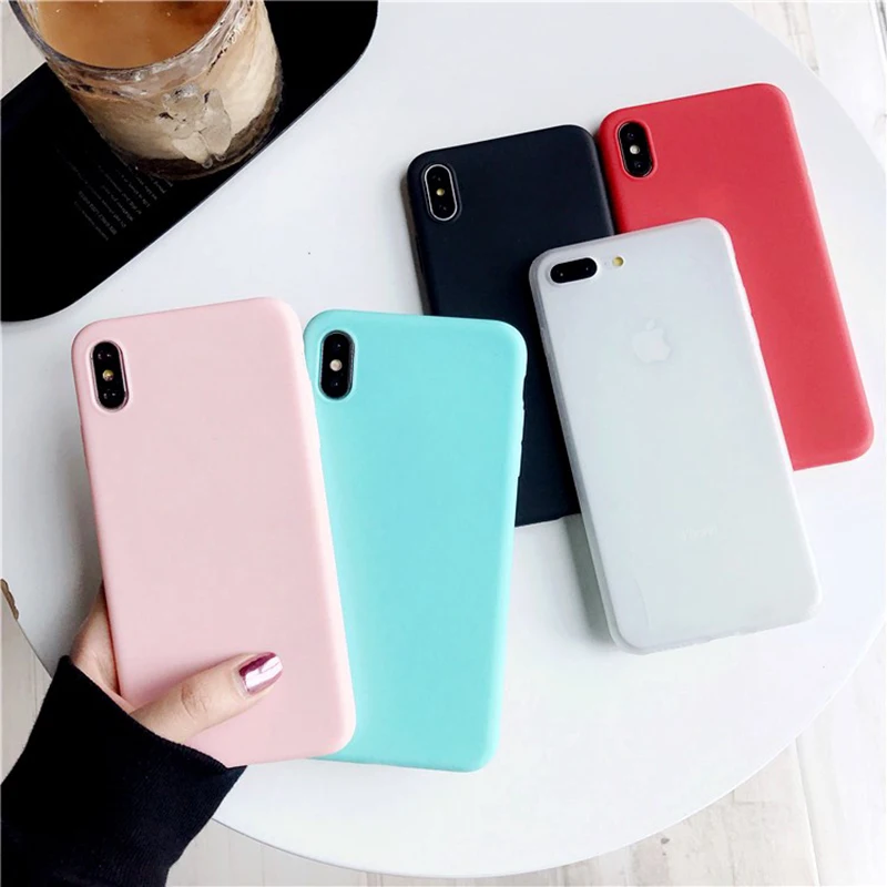 

SUYACS Newest For iphone 5 5S SE 6 6S Plus 7 Plus X XS MAX XR Phone Bags&Cases Soft TPU Sample Candy Color Ultrathin Back Covers