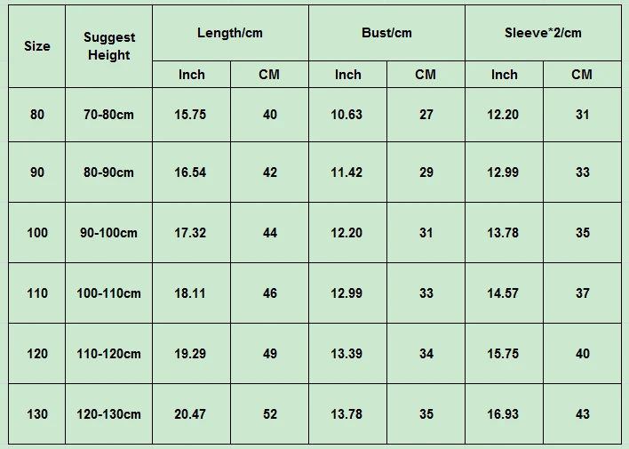 size chart