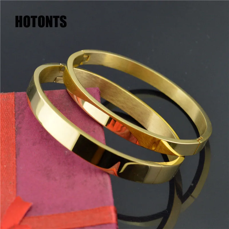 STH033 High Polished Gold Color Couple Cuff Bangle Bracelets For Men