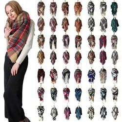 Женская 2019 осень и зима горячая распродажа Кашемир для увеличения двусторонний цветной решетки 140*140 см теплый модный шарф