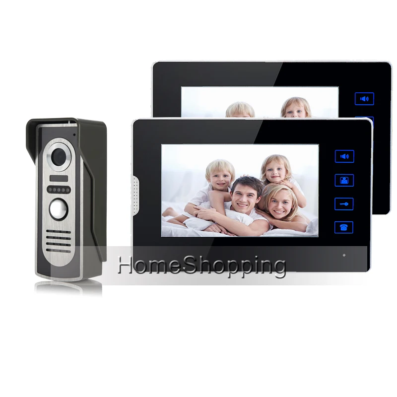 

New Wired 7" Color Touch Key Screen Video Door Phone Intercom System 2 Monitors + Waterproof Door Camera In Stock FREE SHIPPING