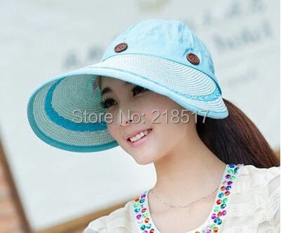 Для женщин Лето складной шлем солнца козырек Кепка пляжные большой шляпе УФ-защиты d-1457