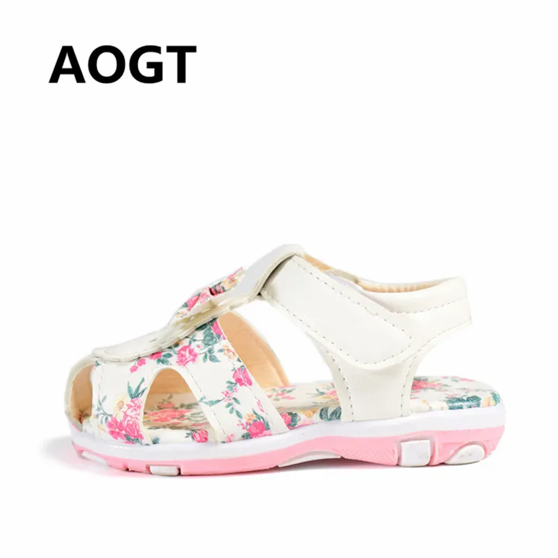

AOGT 2019 New Girls Baby Sandals Girls Summer Shoes PU Leather Bow Princess girl Sandals Cute Flowers Kids Sandals for Girl