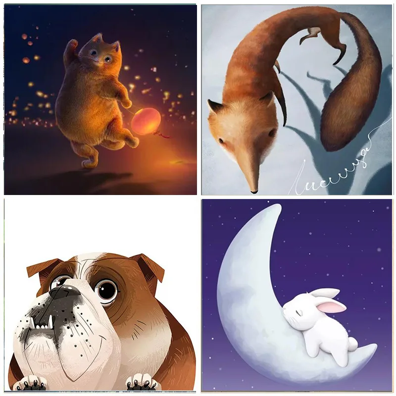 

5D Diamond Painting Cartoon Animal Round Drill Embroidery DIY Animal Home Decoration Mosaic Crystal Cross Stitch Handmade Gifts