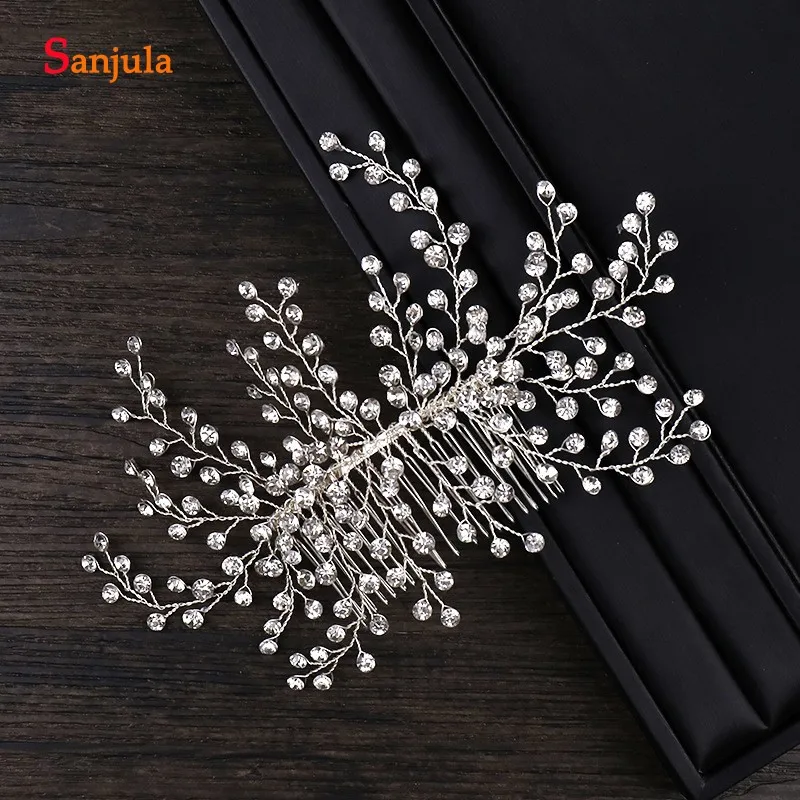 Hand-made Crystals Bridal Combs For Veils Sparkle Silver Brides Headpiece Wedding Head Decorations T063