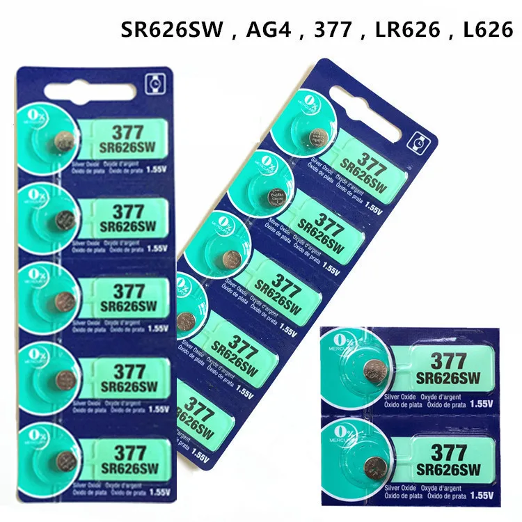 50X LONG LASTING 377 SR626SW SR626 AG4 Watch Battery ButtoLatest silver