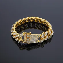 Горячая хип-хоп Iced Out Bling CZ мужской браслет Мода 18-20 см Длинные Браслеты из США кубинские мужские ювелирные изделия Хип-хоп подарки