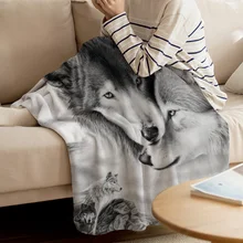 Бигхаузы плед волк животное пара любовь бросок мягкое теплое одеяло из микрофибры фланелевое одеяло