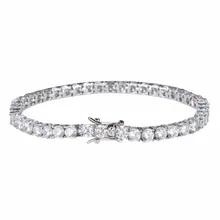 Bracelet de Tennis en laiton AAA CZ Bling 3mm 4mm 5mm 1 rangée Bracelet en zircon cubique pour hommes et femmes bijoux glacés B016(China)