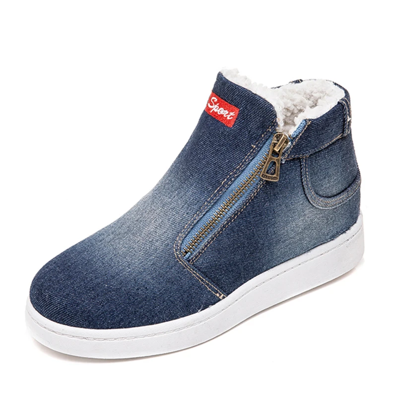 

Women Shoes 2019 New Fashion Tenis Feminino Plush Warm Denim Zipper Platform Shoes Woman Casual Shoes Women Sneakers