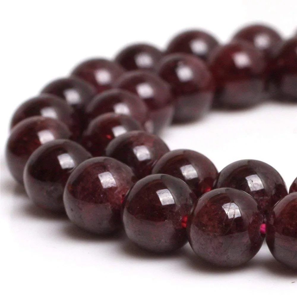 

Wholesale Natural Stone Dark Red Garnet Round Loose Spacer Beads 15" Strand 4 6 8 10 12 14MM Size For Jewelry Making Bracelets