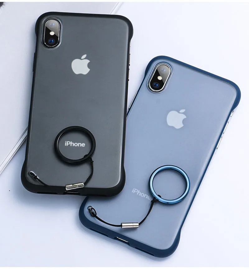 

Ring Scrub Hard PC Cases For iPhone 8 Frameless Design Phone Cases For iPhone 6 6s 7 8 Plus X XR XS Max Shockproof Back Cover