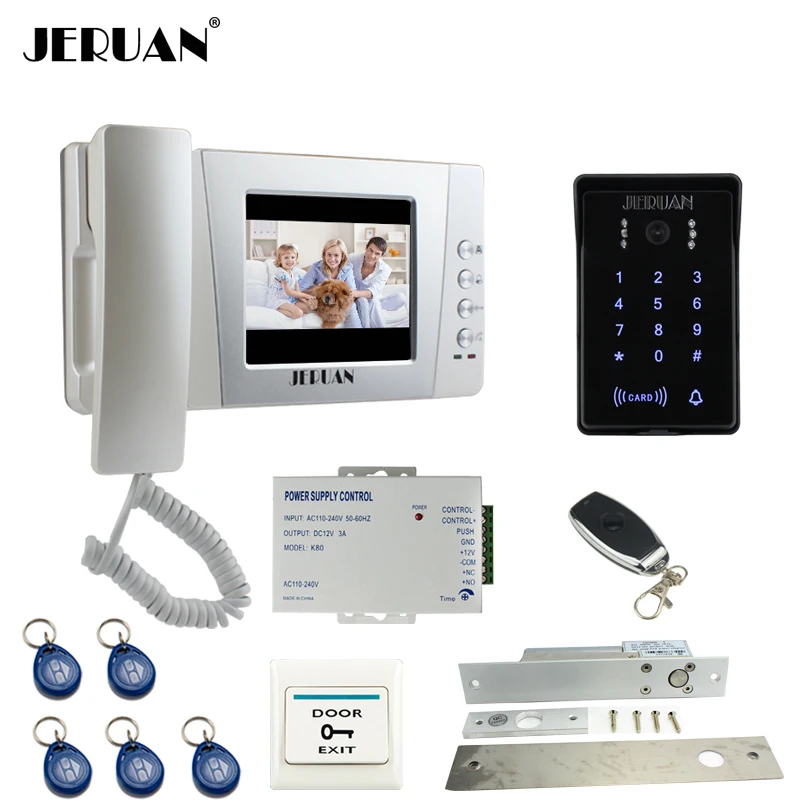 JERUAN 4 3 ''TFT видео дверь домофон Системы комплект 700TVL RFID touch Водонепроницаемый