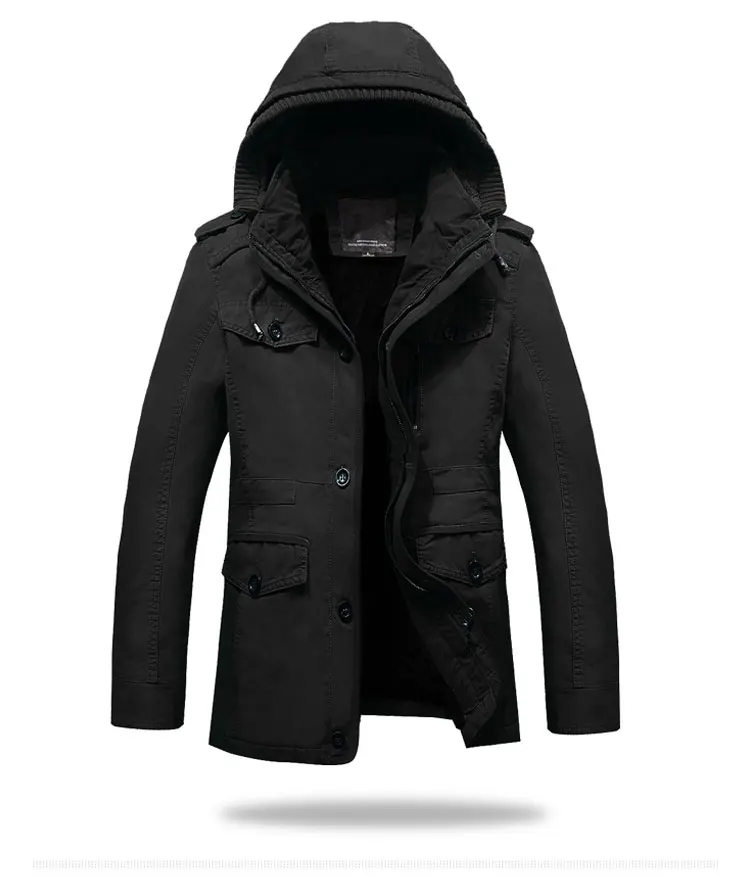 Manteau homme, модный Тренч с капюшоном, мужская зимняя куртка, флисовый мужской Тренч с капюшоном, хлопок, размера плюс 6XL